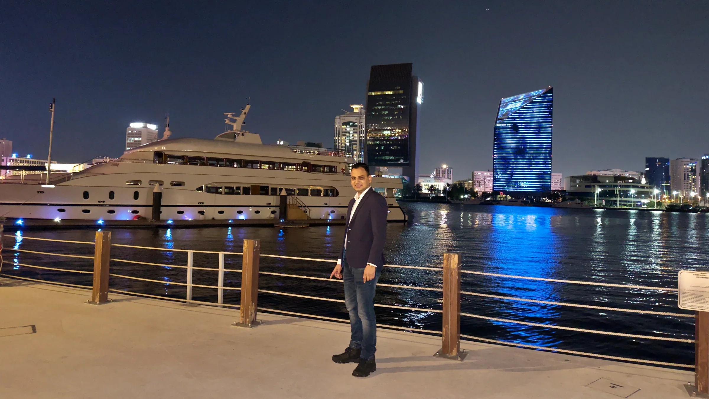 Lithvik Mukesh Sharma is photographed at a famous Dubai location.