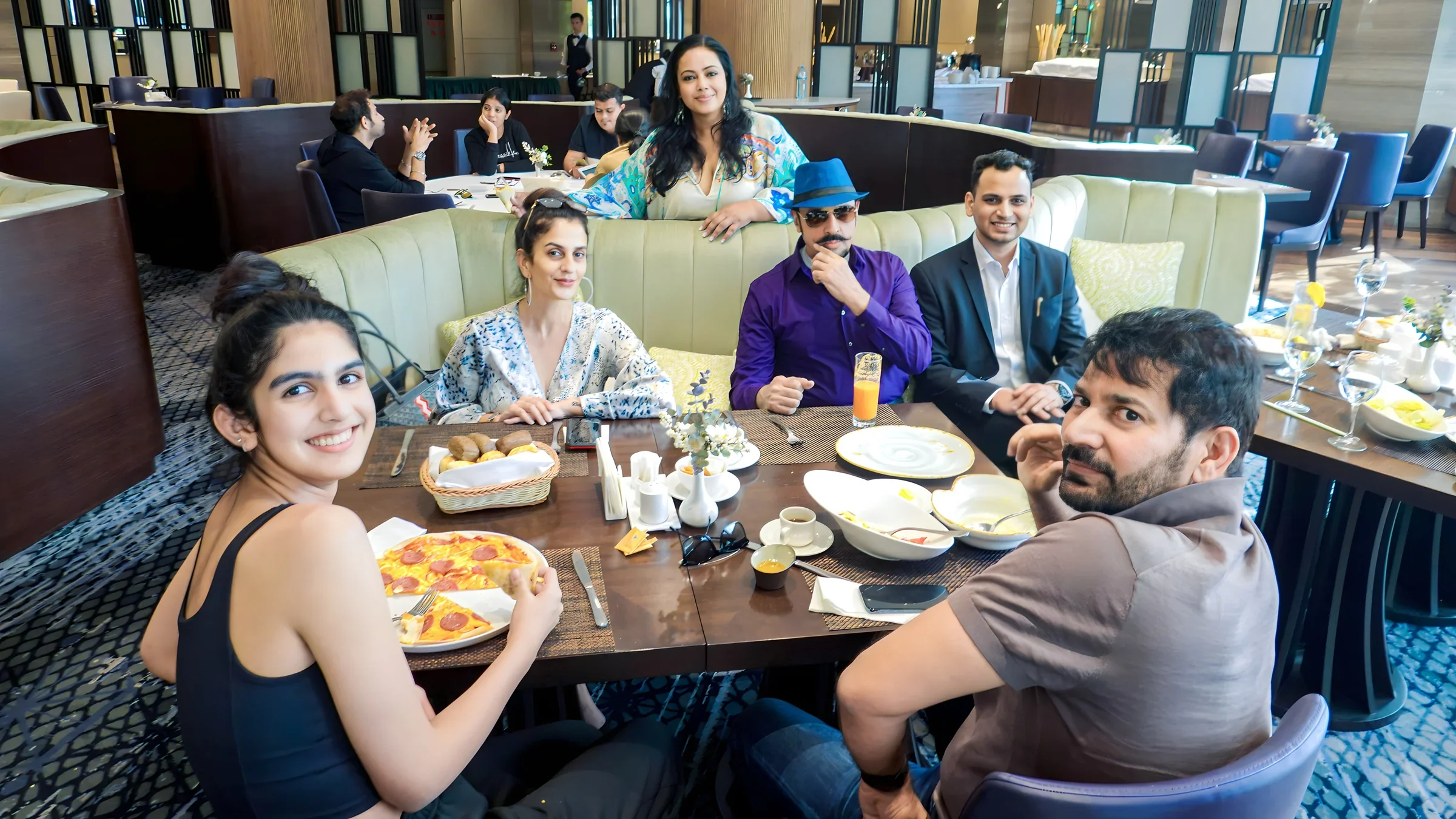 Lithvik Mukesh Sharma is photographed with Gulshan Grover and Jasbir Jassi (Indian singer, lyricist, performer and actor) at the Tashkent Film Festival