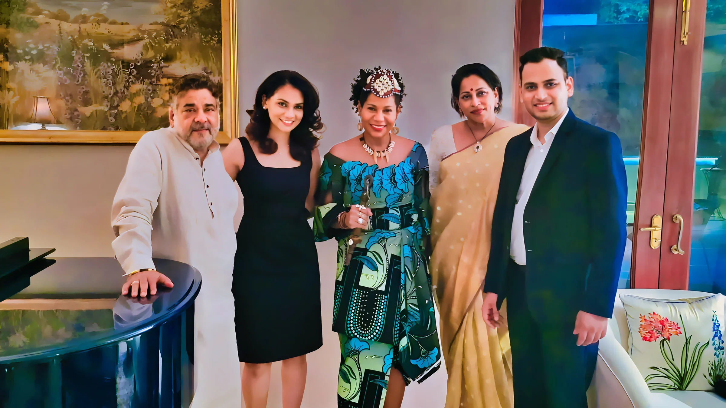 Lithvik Mukesh Sharma hosts Brian Silas, Tanvi Shah, and Queen Diambi at a get-together with friends and associates