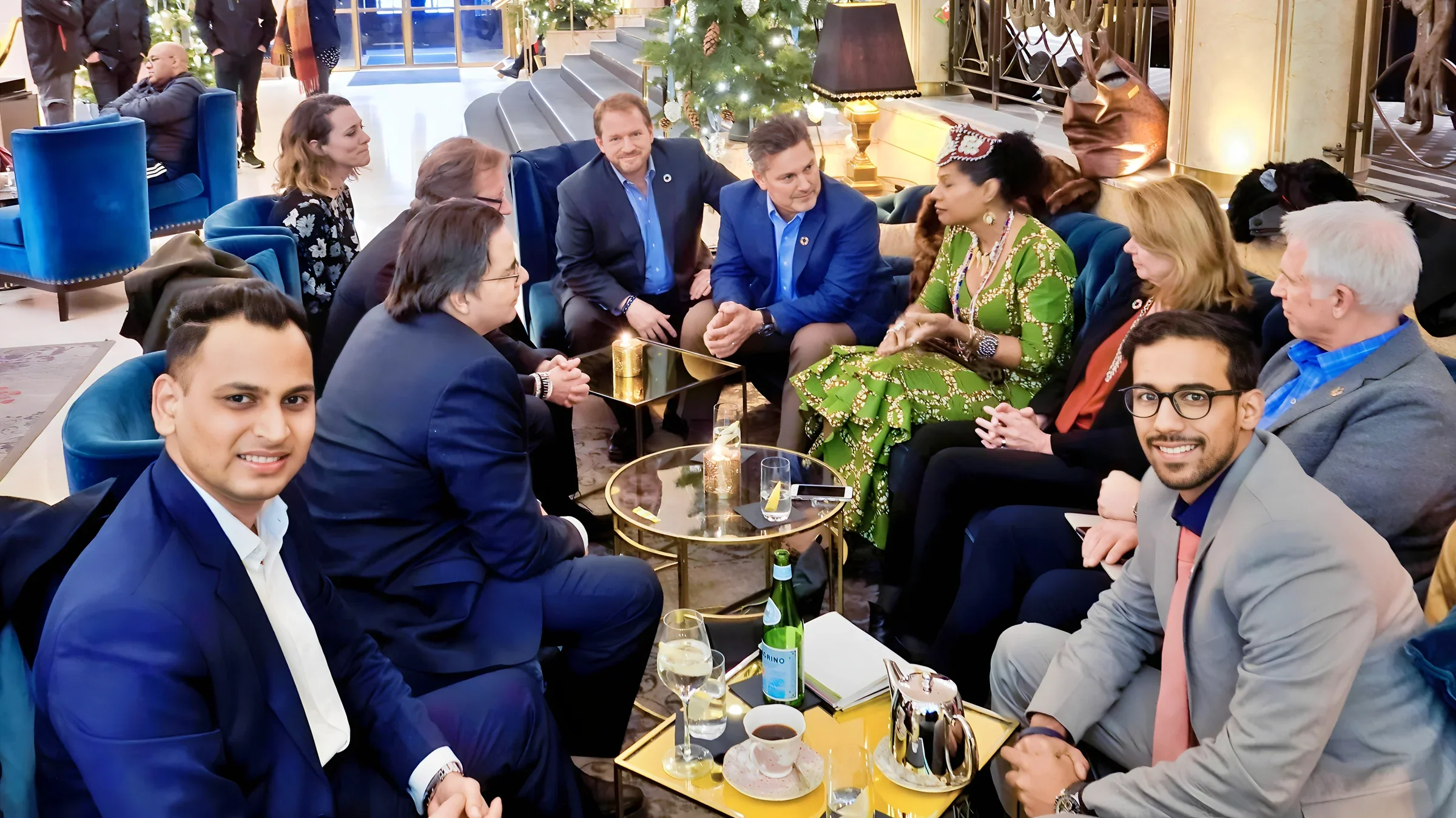 Lithvik Mukesh Sharma is photographed with Queen Diambi and partners at the Nobel Peace Prize in Oslo.